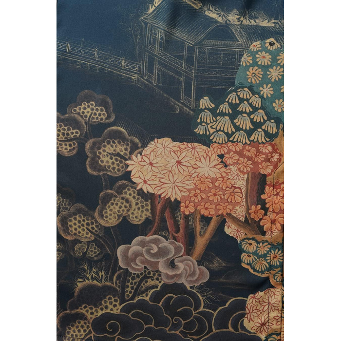 Халат жіночий Ledamon, довгий, квітковий, темно-синій (однорозмірний)