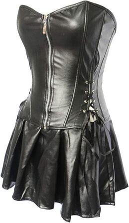 Корсет з екошкіри, сукня-корсет, латексний ефект, червоний колір, розмір 4XL, чорний колір