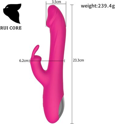 Масажер силіконовий для тіла та інтимної зони, вібраційний, 10 режимів, 3 функції, Rabbit Dildo, для жінок та пар (фіолетовий)