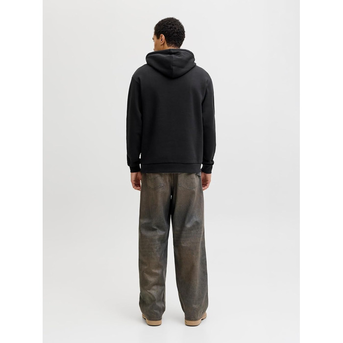 Чоловічий однотонний худі з капюшоном JACK & JONES, чорний, розмір L