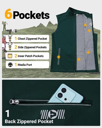 Чоловічий жилет Softshell Outdoor Ventures для велосипеда та активного відпочинку, водонепроникний (XL, темно-зелений)