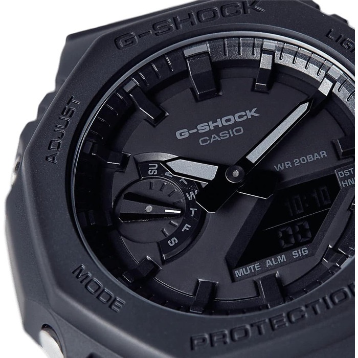 Чоловічий годинник G-Shock GA-2100 Carbon чорний, стійкий до ударів, смола — CA.GA-2100-1A1ER