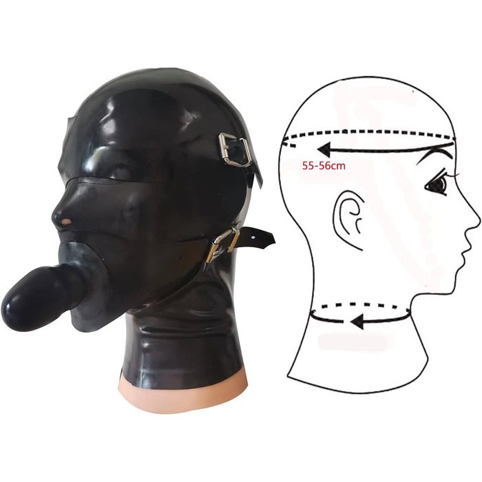 Латексна маска, гумовий дildo, SM-фетиш, плуг для пеніса, бондж, маска для рольових ігор