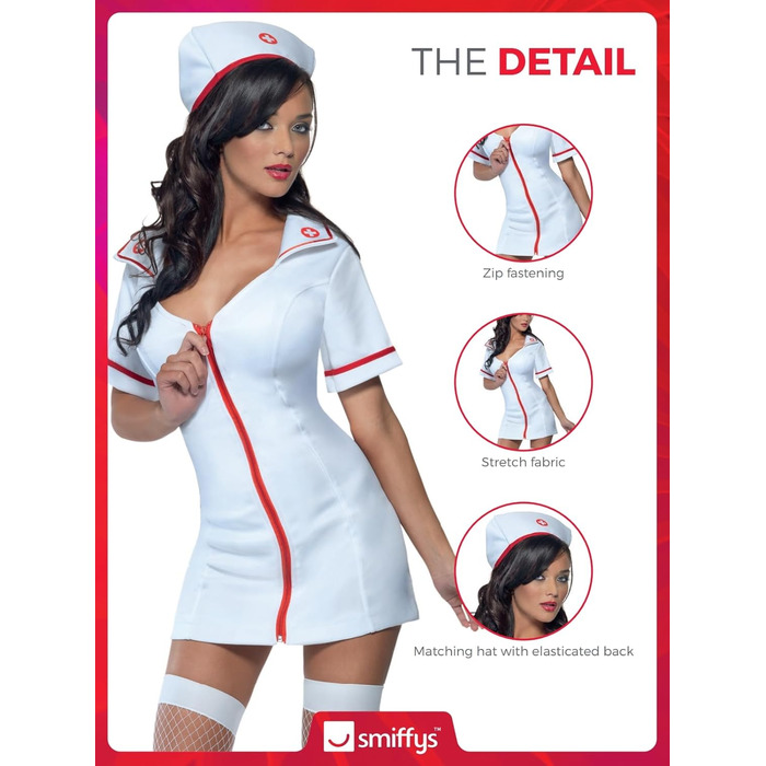 Костюм сестри милосердя Fever для жінок, сукня та головний убір, 22016, для Хелловіну