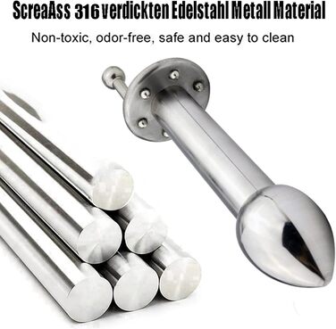 Анальний масажер ScreaAss з нержавіючої сталі, подвійний наконечник, для масажу простати та стимуляції G-точки