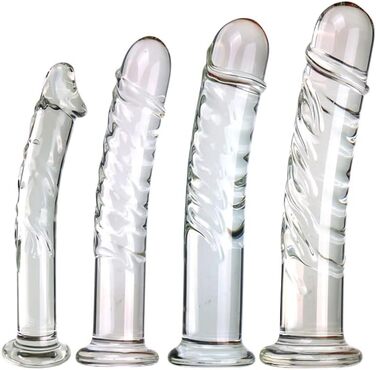 Скляний дилда ScreaAss: набір з 4 розмірів, анальні пробки, стимулятор G-точки, для чоловіків та жінок