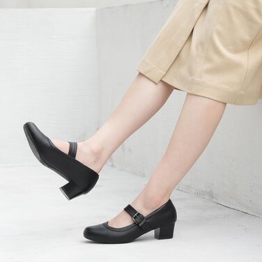 Жіночі ортопедичні туфлі Mary Janes Ortho + Rest для Hallux Valgus, чорні туфлі на низьких масивних підборах для комфорту та здоров'я стопи (38 EU)