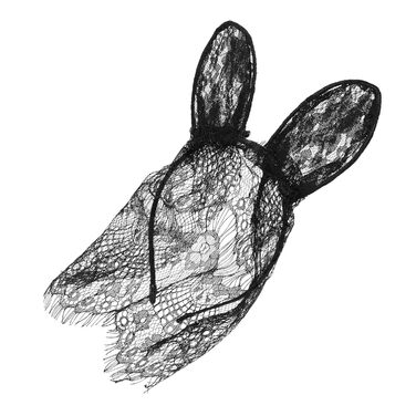 Голосний обруч з вушками кролика та мереживною маскою для жінок