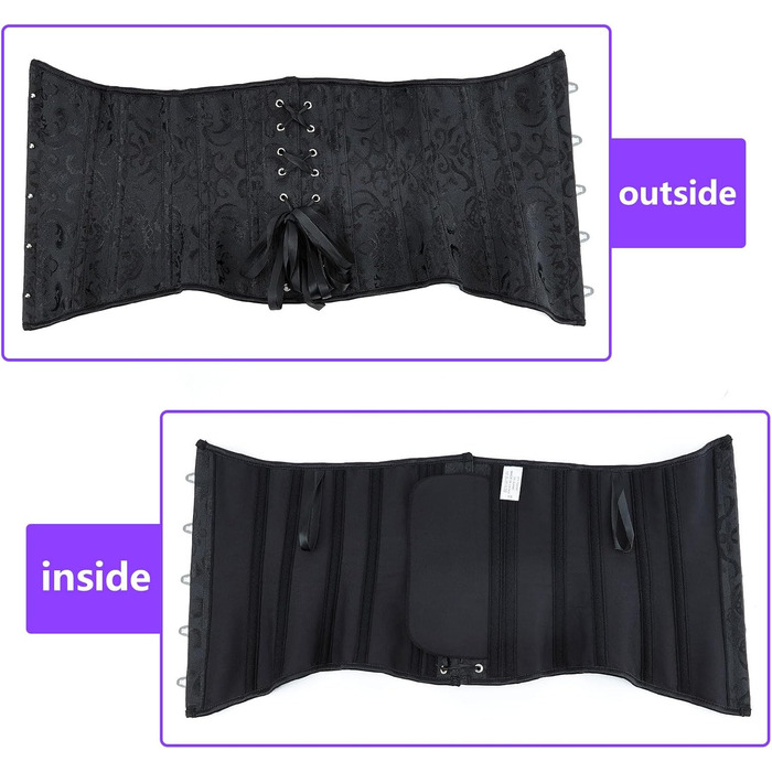 Корсет для жінок SZIVYSHI з мереживом та шнурівкою, чорний жаккард, розмір L