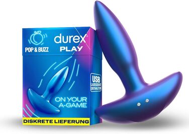 Анальний вібратор Durex Pop & Buzz - 7 режимів, USB-зарядка, вологостійкий, для жінок, чоловіків та пар