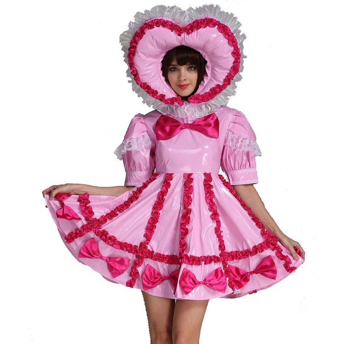 Костюм для дорослих (Sissi) з ПВХ, рожевий, з замком, уніформа для прислуги GOceBaby