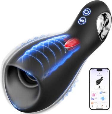 Електричний мастурбатор для чоловіків 3-в-1 з 10 режимами вібрації та 5 режимами лизання. Мастурбатор з кільцем, 360° обертання. Інтимні іграшки для чоловіків