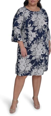 Сукня Tommy Hilfiger Adaptive жіноча 3/4 рукав, трапеція, великі розміри (Sky Captain/Бежевий)
