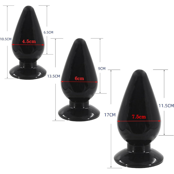 Анальний плагін великого розміру 3 в 1, набір анальних куль, секс-іграшка для пар (чорний)