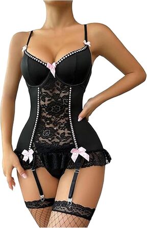 Комплект спідньої білизни Babydoll SRZYMJ: мереживний комплект з мереживом, спідниця-сліп, мереживний халат, мереживний розріз, великі розміри, бавовна, нічна сорочка, халат, піжама, бавовна, нічна сорочка з довгим рукавом, комплект нижньої білизни, C2-зе