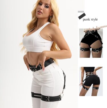 Жіночий готичний набір для ніг з еластичної шкіри, регульований, для нижньої білизни, косплей, карнавал, панк, вечірки, чорний