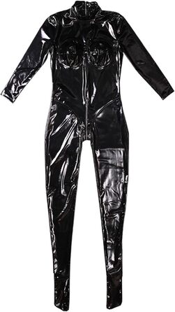 Жіночий комбінезон з латексу, чорний, 3XL: сексуальний образ для вечірок та сцени
