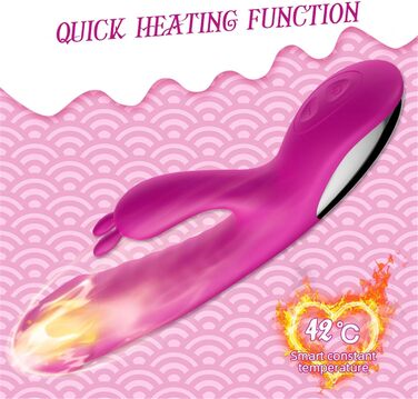 Вібратор G-Punkt Klassischer Rabbit з нагріванням, 10 режимів, тихий дildo для жінок (рожевий)