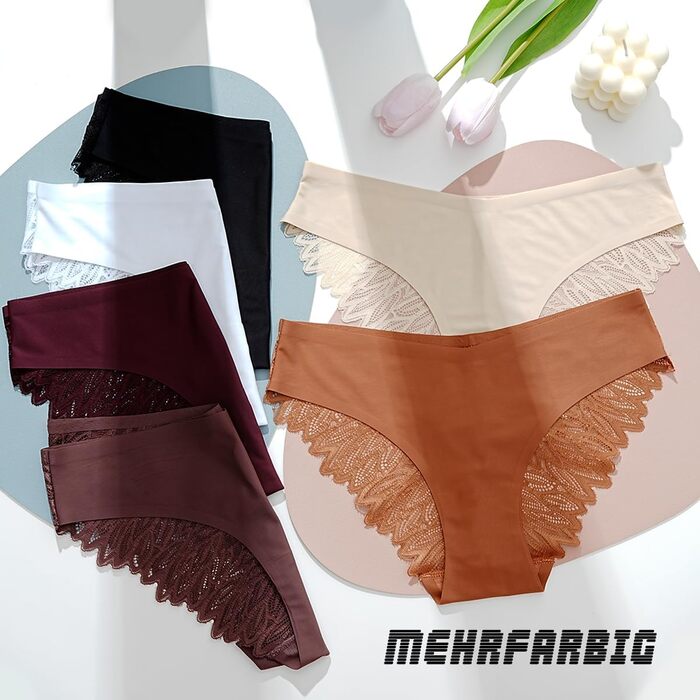 Набір трусів FINETOO Seamess Sips: 6 шт. мереживних гіпстерів для жінок, сексуальний V-подібний крій, S-X