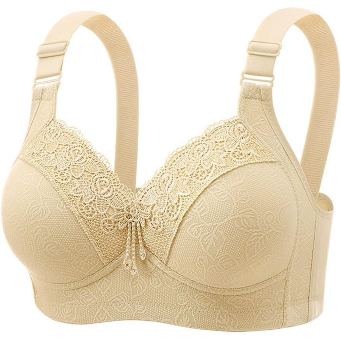 3er комплект бюстгальтерів без кісточок Push Up для великих грудей (90B) - чорний, бежевий, червоний