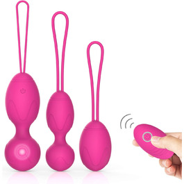 Тренер для впрас для жінок для тренування м'язів тазу з пультом дистанційного керування, набір Кегеля, силіконові м'ячі для контролю сечовипускання та вправ для м'язів тазу (рожевий)
