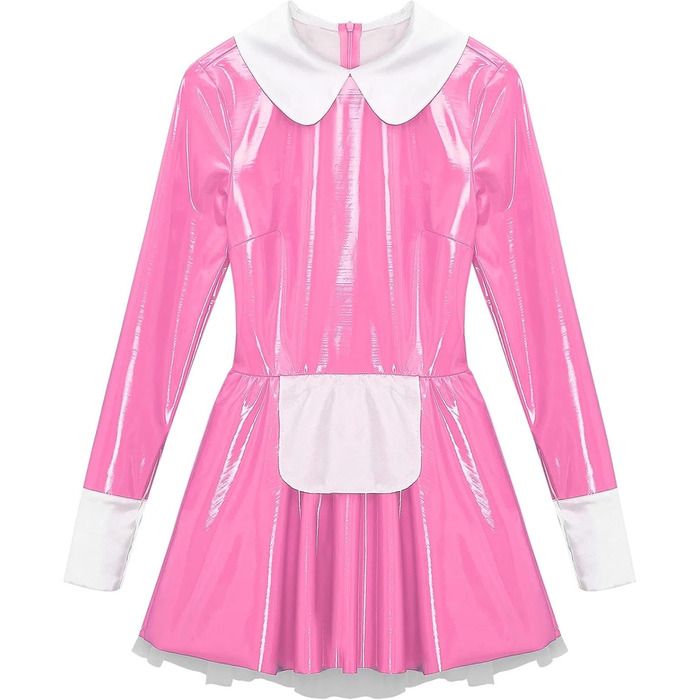 Костюм косплею: Французьке горничне плаття для жінок, рожевий, довгі рукави, A-силует, рожевий, розмір L