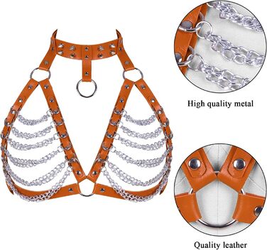 PETMHS Корсет з шкіри для жінок, повне покриття, готичний стиль, помаранчевий колір