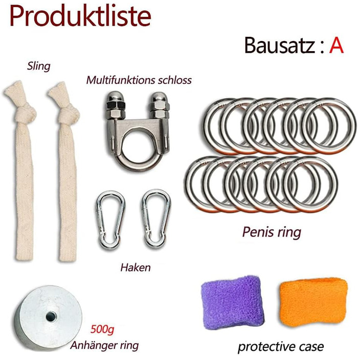 Набір металевих ходових кілець (бол-стретчер) для чоловіків: 12 кілець, прикраса-мішечок, важкі, екстремальні. Іграшки для дорослих