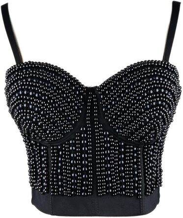 Чорний бюстгальтер-корсет Ellacci з перлами, топ для клубу/вечірки, XS
