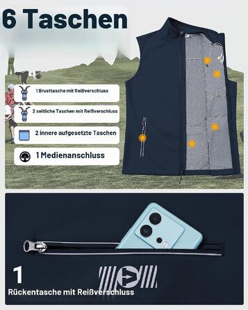 Чоловічий жилет Outdoor Ventures Softshell для велосипеда та активного відпочинку, водонепроникний (M, темно-синій)