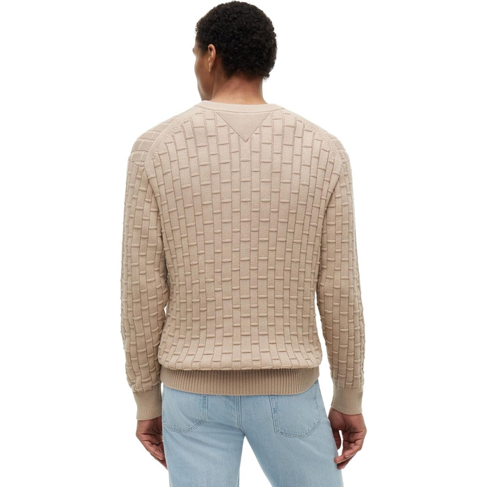 Чоловічий в'язаний джемпер Tommy Hilfiger Mock Cable Crew Neck бежевого кольору (Batique Khaki), розмір XL