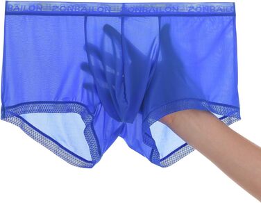 Сліпекс чоловічі прозорі сексуальні труси BIATWOWR з підсилювачем мішка для більшої привабливості та комфорту (Блакитний, M)