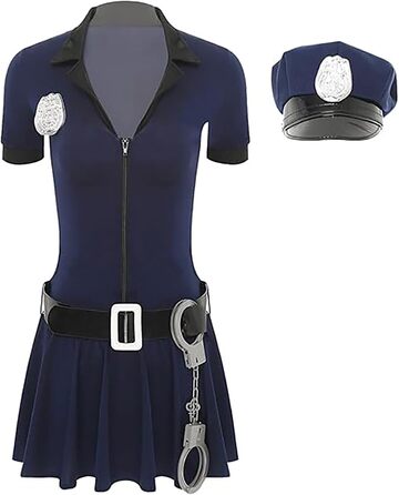 Костюм поліцейського для жінок: поліцейський, косплей, короткий комбінезон з аксесуарами, поліцейський капелюх, аксесуари, Хелловін, карнавал, еротичний, для косплею, розмір XXL, колір морський