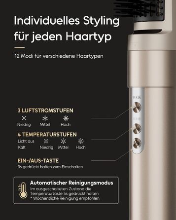Мультистайлер 6 в 1 7MAGIC Airstyler: іонний фен, автоматичний стайлер для локонів та щітка для вирівнювання волосся, ефект Коанда, колір Champagne Gold