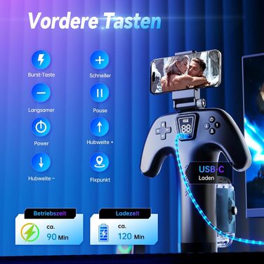 Електричний мастурбатор для чоловіків з тримачем для телефону та двосторонніми кнопками, 5 режимів, 1-10 см хід, мастурбатор для чоловіків