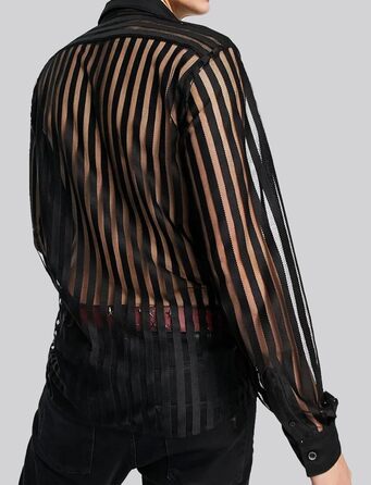 Чоловіча майка-топ з прозорою сіткою, чорна смуга, XXL