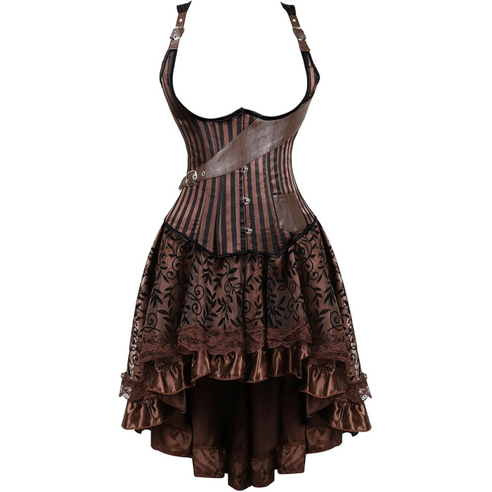 Жіночий корсет-бастіон з шнурівкою, великі розміри, для костюмів на Хелловін, сатиновий, квітковий, формувальний, корсаж, тренажер для талії, коричневий, L