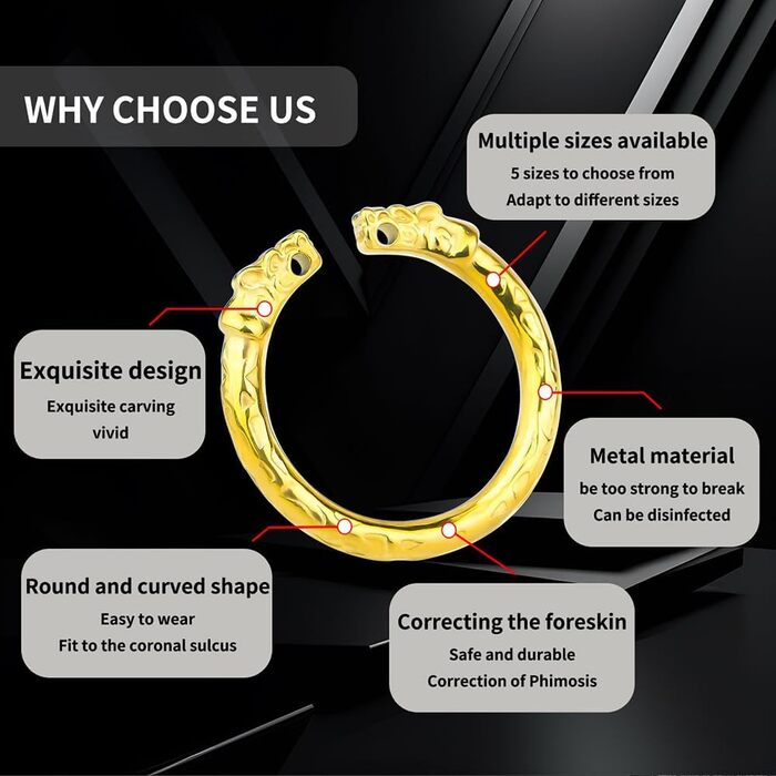 Сталевий кільце для пеніса з накіткою, комплект 5 шт. - Інтимна іграшка для чоловіків