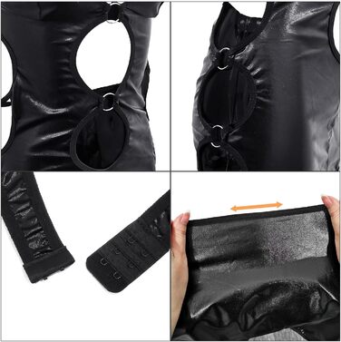 Чорна сукня з еластичної шкіри (латексу) для вечірок та клубів, великі розміри S-M