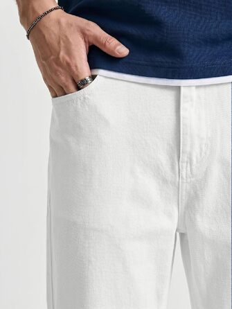Чоловічі джинси Baggy JMIERR Y2K з ефектом Stretch, білі, розмір L