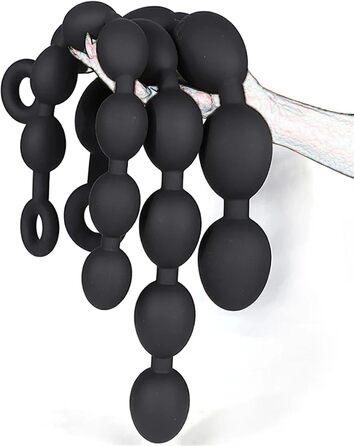 Анальний плагін Axcroo Extra Lang з ланцюжком та 7 кульок, силікон, стимулятор простати, для чоловіків та жінок