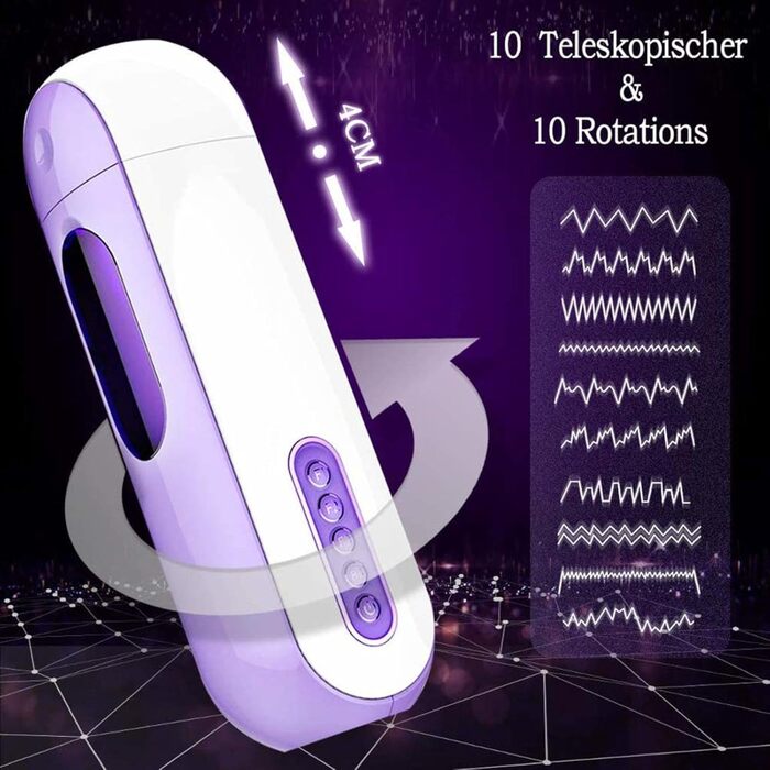 Автоматичний чоловічий мастурбатор з 10 функціями телескопічного витягування та режимами обертання. Секс-іграшка, вібратор для чоловіків