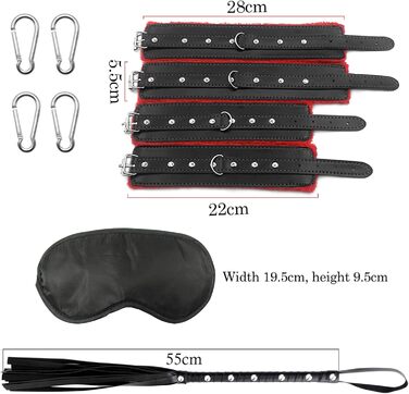 Набір фететів для БДСМ з кільцем для пеніса, стимулятором сосків та пташкою-легким пером, чорний, червоний, срібний