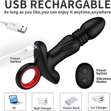 Вібратор для чоловіків, анальний плагін з пультом дистанційного керування, стимулятор простати, чорний