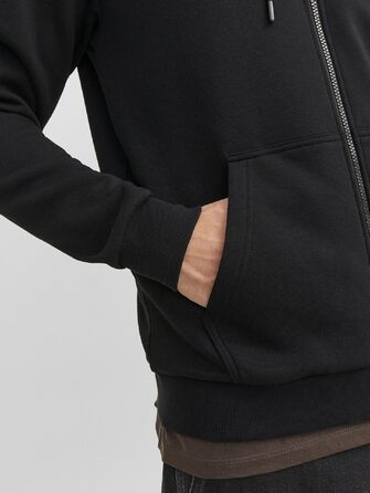 Чоловіча худі на блискавці JACK & JONES одноколірна чорна, розмір XL