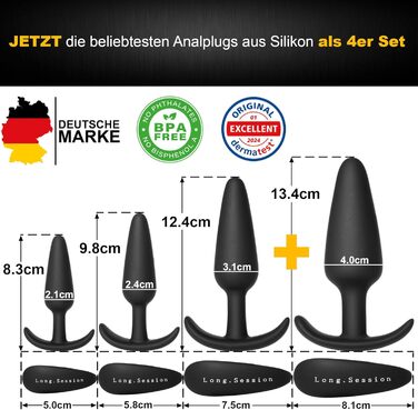 Анальні плагіди набір з безпечного силікону, оригінальний набір анальних іграшок для жінок та чоловіків, анальні плагіди для початківців та досвідчених, чорного кольору