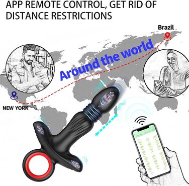 Анальний вібратор для чоловіків та жінок, дildo з пультом керування, 9 режимів вібрації, чорний
