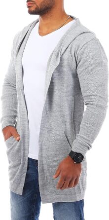 Чоловічий трикотажний кардиган Carisma з капюшоном, подовжена модель oversize, сірий (арт. 7717 L)