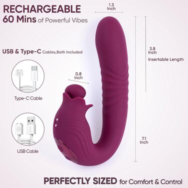 Вібратор кролик Selove з обертовою головкою для клітора – 5-в-1, фіолетовий