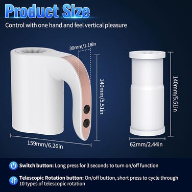 Масажер для чоловіків YCS Lustele - електричний, водонепроникний, з телескопічною конструкцією та 5 режимами обертання